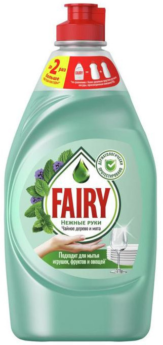 Средство для мытья посуды Fairy "Нежные руки. Чайное дерево и мята", 450 мл