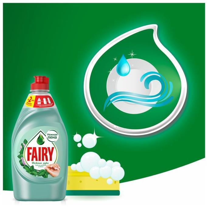 Средство для мытья посуды Fairy "Нежные руки. Чайное дерево и мята", 450 мл