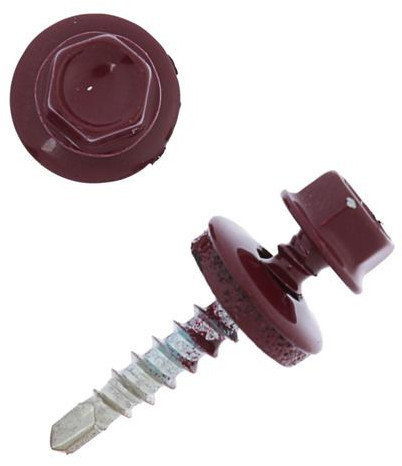 Саморезы кровельные 4.8×50 RAL 3005, красный, 150 шт.