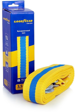 Трос буксировочный лента 5 т 5 м 2 крюка Goodyear GY004001