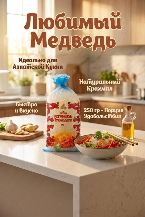 Медведь любимый Фунчоза, лапша крахмальная, 250 гр 