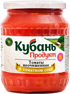 Томаты КУБАНЬ ПРОДУКТ в томатном соке, неочищенные, 680г
