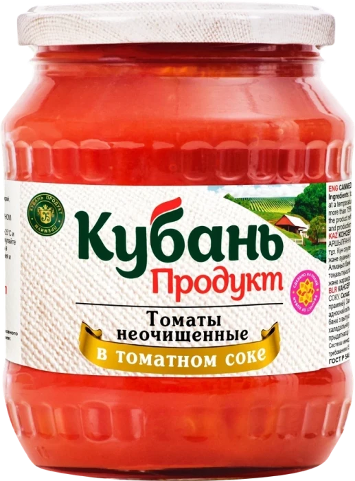 Томаты КУБАНЬ ПРОДУКТ в томатном соке, неочищенные, 680г