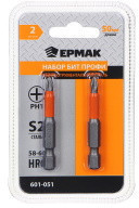 ЕРМАК Набор бит ПРОФИ, PH1, 50мм, сталь S2, 2 шт.