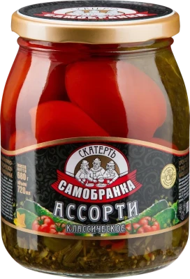 Ассорти огурцы и помидоры Скатерть-Самобранка маринованные, 720 г