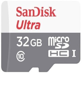 Карта памяти microSDHC UHS-I SANDISK Ultra 80 32 ГБ, 80 МБ/с, 533X, Class 10, SDSQUNS-032G-GN3MA, 1 шт., переходник SD